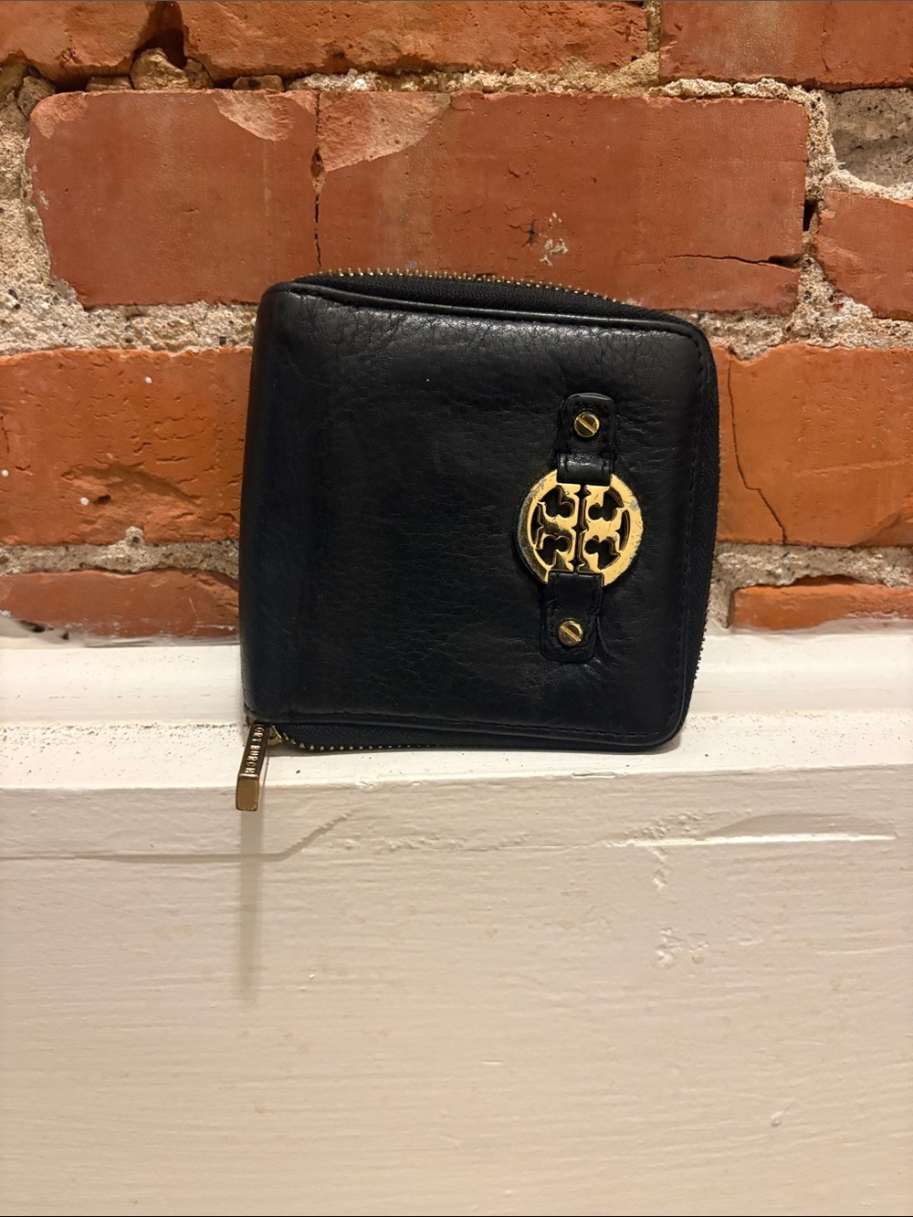 Tori Burch Black Leather Zip Wallet